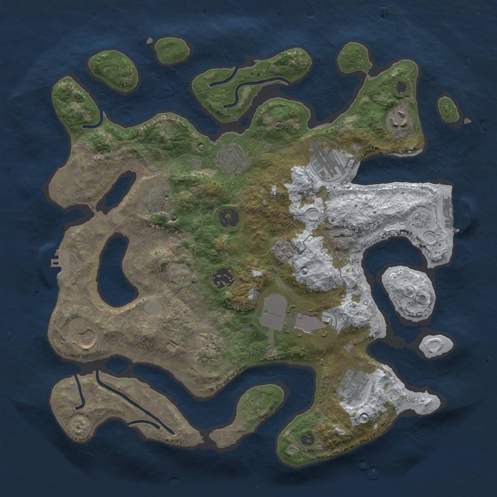 Rust Map: Procedural Map, Size: 3700, Seed: 3311774, 18 Monuments