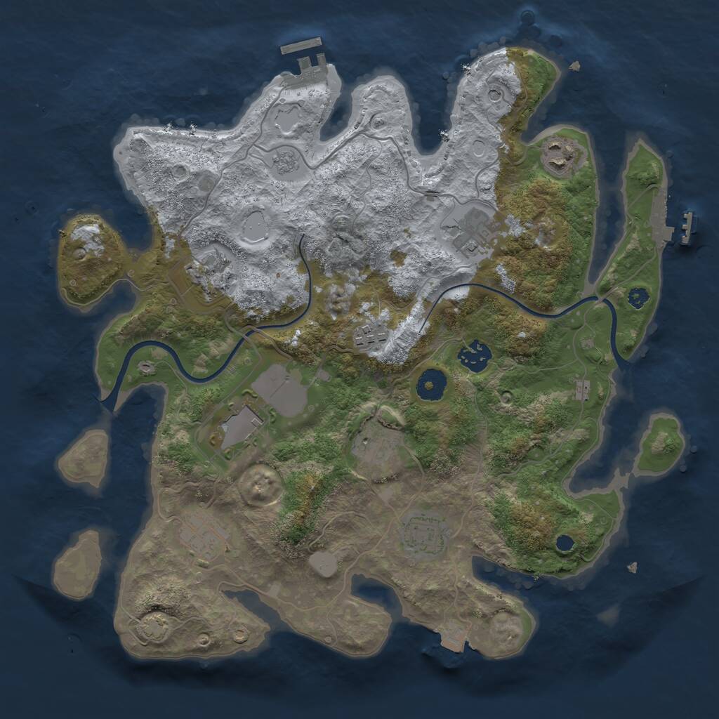 Rust Map: Procedural Map, Size: 3500, Seed: 6430897, 15 Monuments