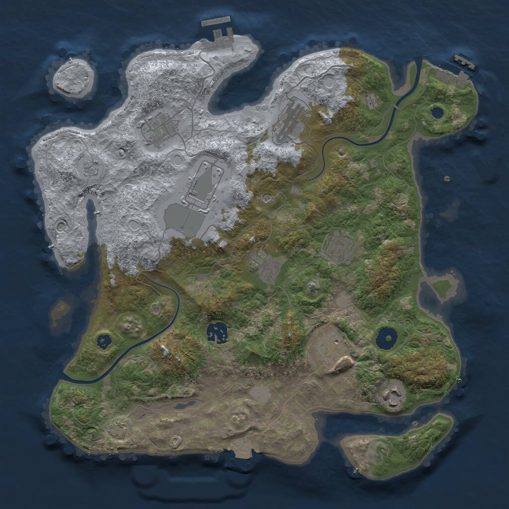 Rust Map: Procedural Map, Size: 3500, Seed: 5302403, 14 Monuments