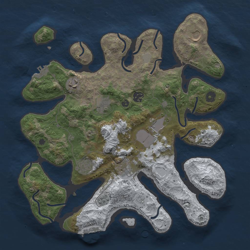 Rust Map: Procedural Map, Size: 3500, Seed: 2460133, 16 Monuments