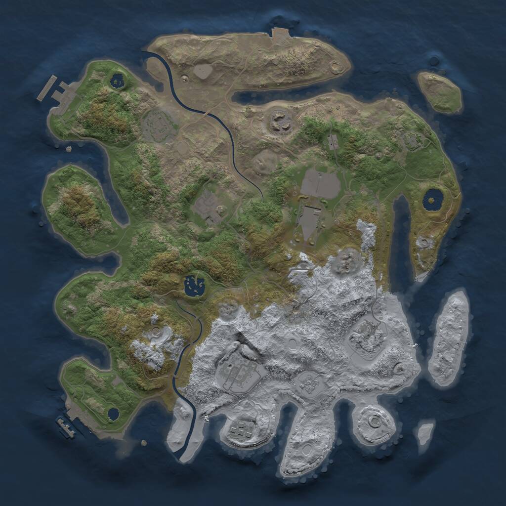 Rust Map: Procedural Map, Size: 3500, Seed: 2679975, 14 Monuments