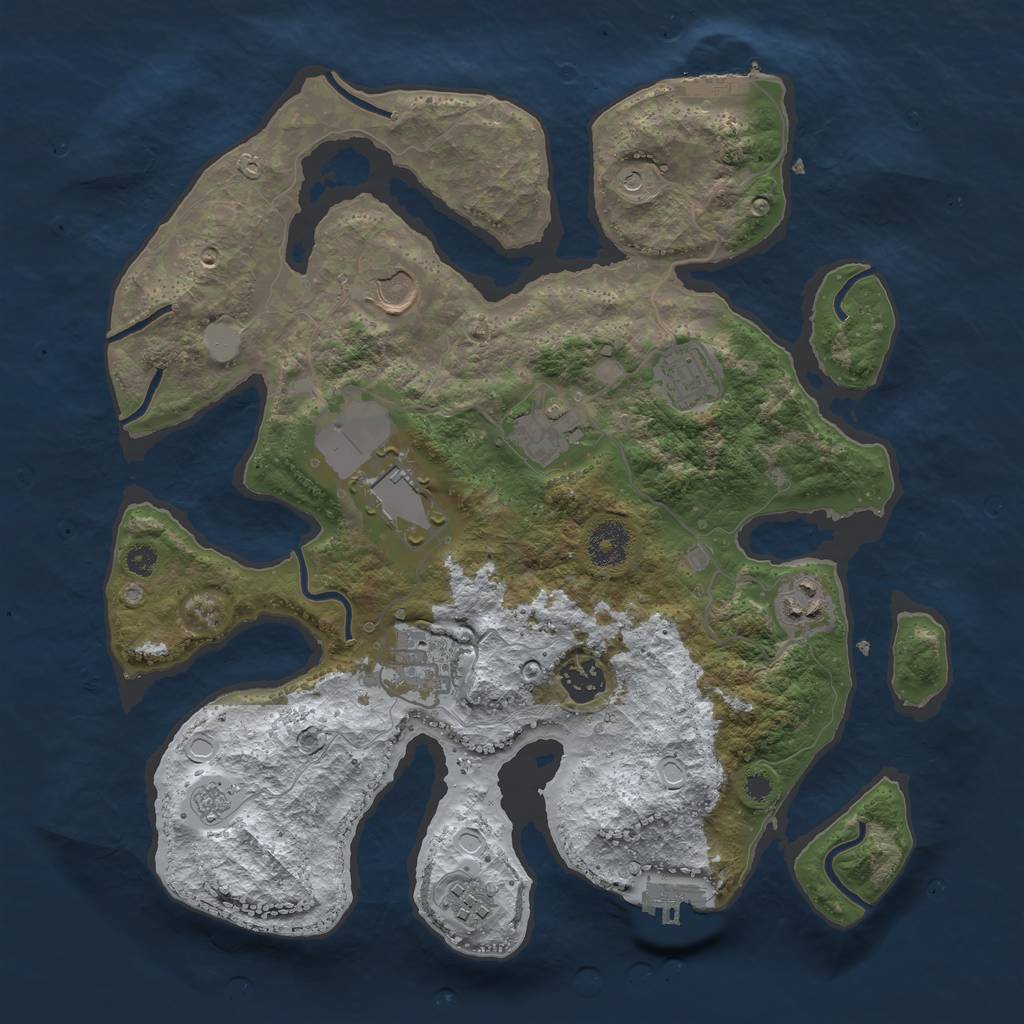Rust Map: Procedural Map, Size: 3500, Seed: 393344, 17 Monuments