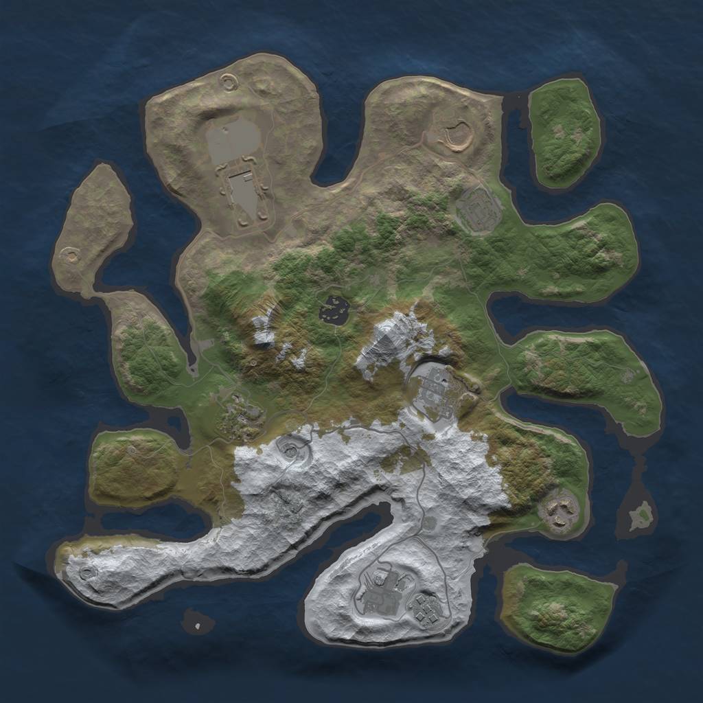 Rust Map: Barren, Size: 3500, Seed: 1028138, 12 Monuments