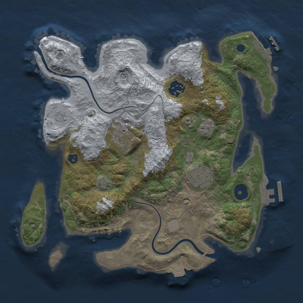 Rust Map: Procedural Map, Size: 3000, Seed: 802649949, 10 Monuments