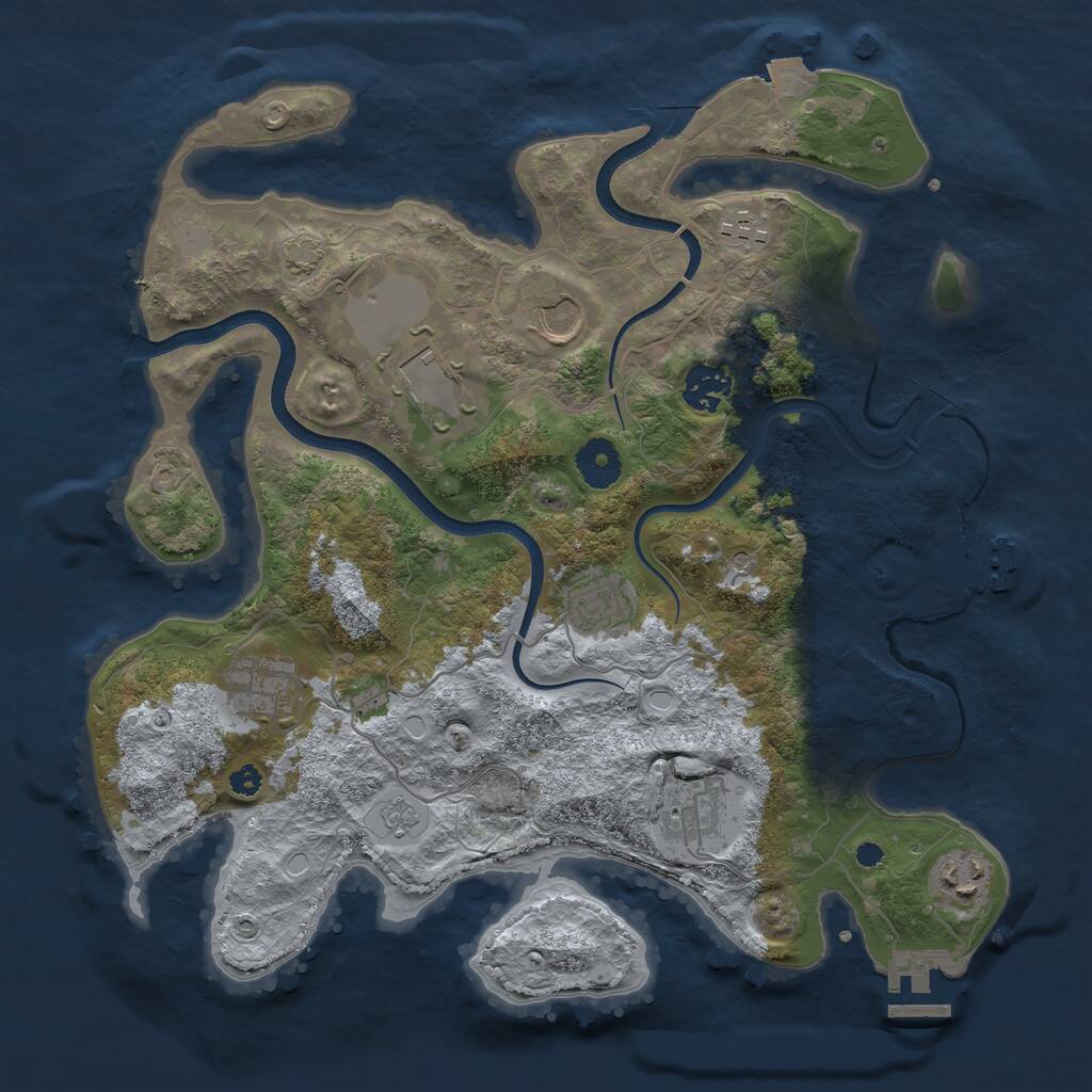 Rust Map: Procedural Map, Size: 3500, Seed: 4945384, 14 Monuments