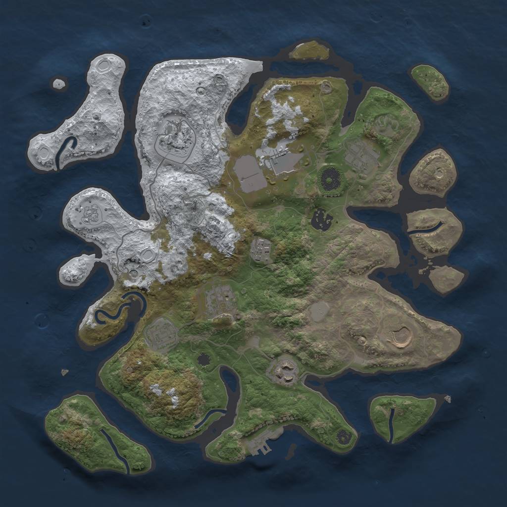 Rust Map: Procedural Map, Size: 3550, Seed: 657214, 17 Monuments