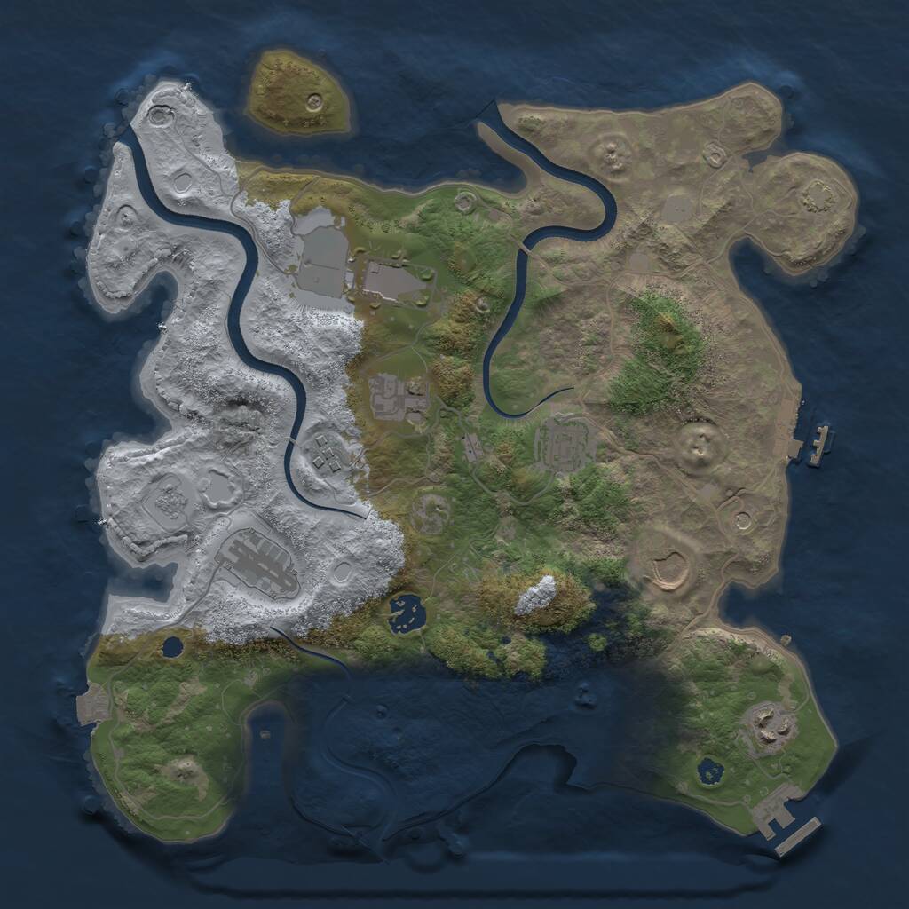 Rust Map: Procedural Map, Size: 3500, Seed: 6067705, 14 Monuments