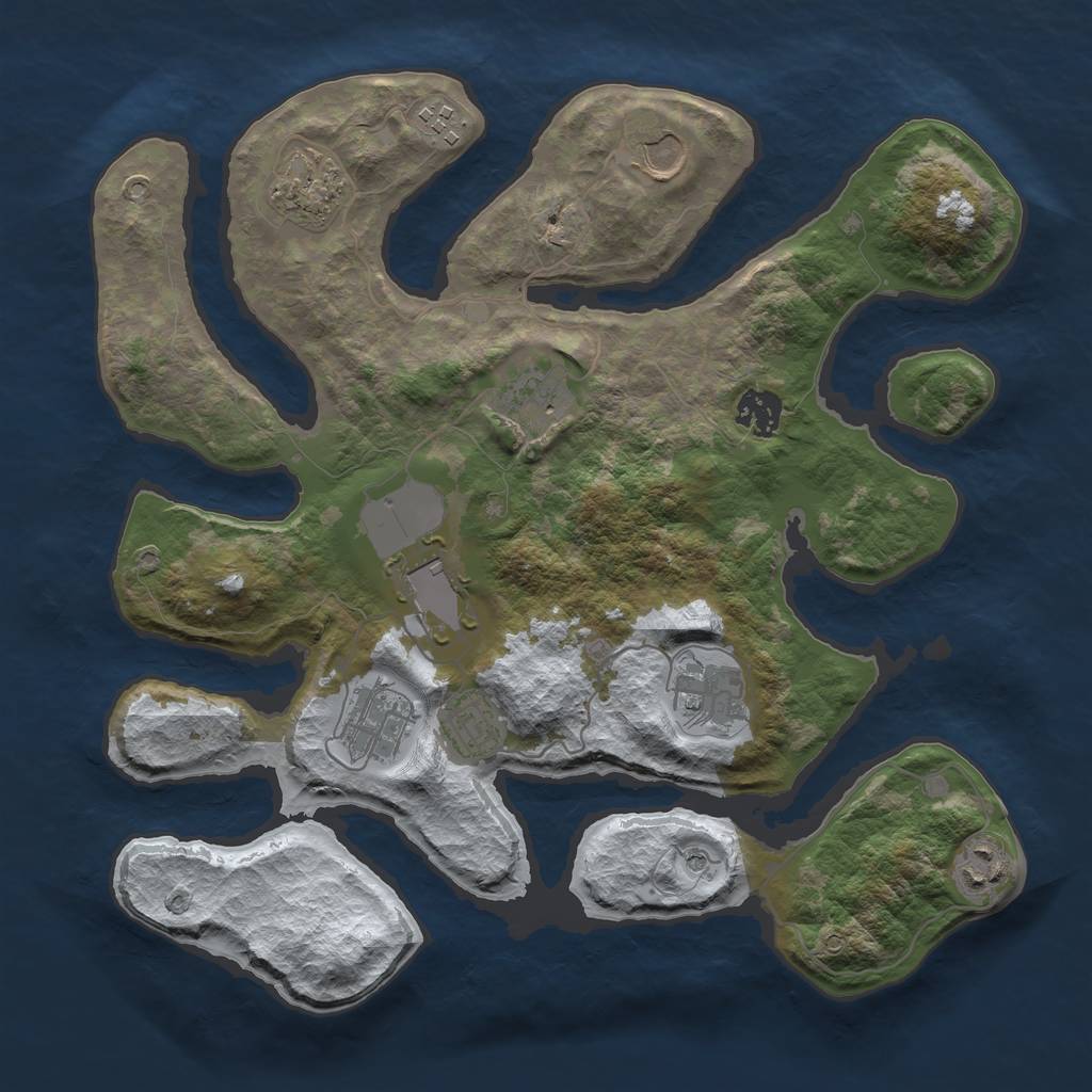 Rust Map: Barren, Size: 3500, Seed: 1650428, 13 Monuments