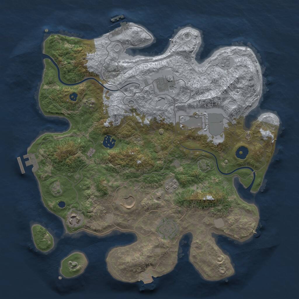 Rust Map: Procedural Map, Size: 3550, Seed: 783355, 13 Monuments