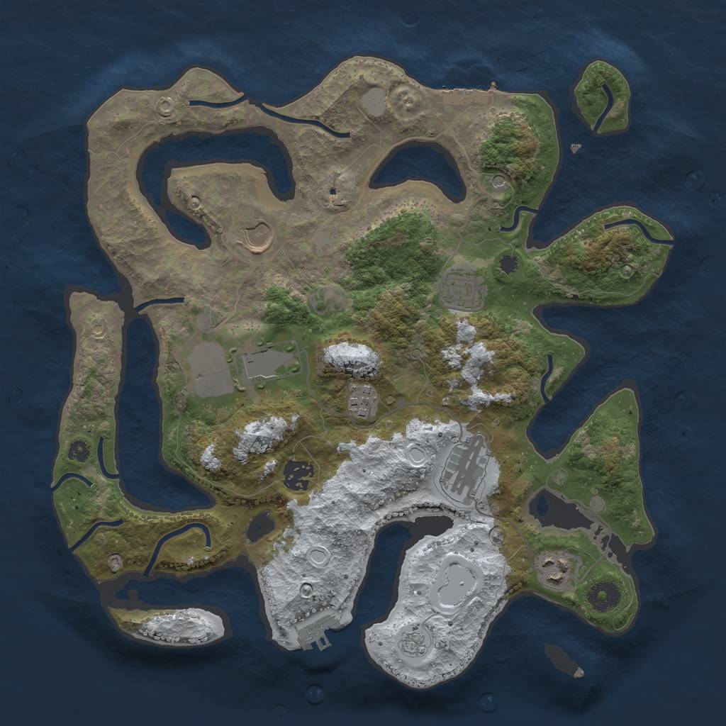 Rust Map: Procedural Map, Size: 3500, Seed: 469769306, 16 Monuments