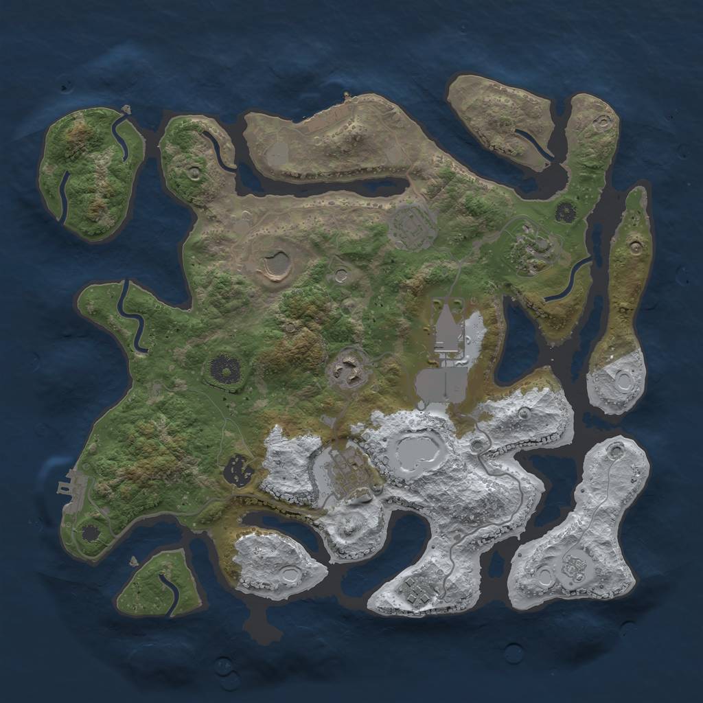Rust Map: Procedural Map, Size: 3500, Seed: 4293005, 17 Monuments