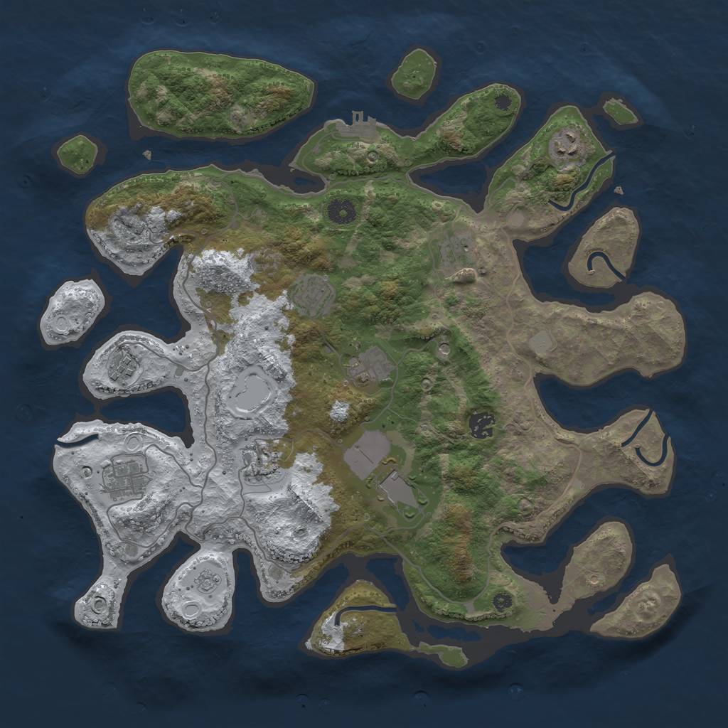 Rust Map: Procedural Map, Size: 4000, Seed: 590411351, 17 Monuments