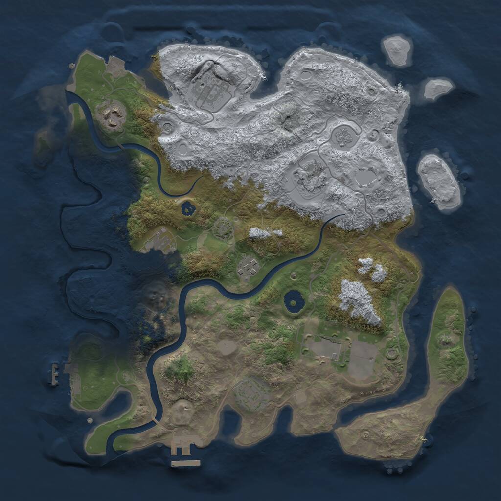 Rust Map: Procedural Map, Size: 3500, Seed: 4368251, 13 Monuments