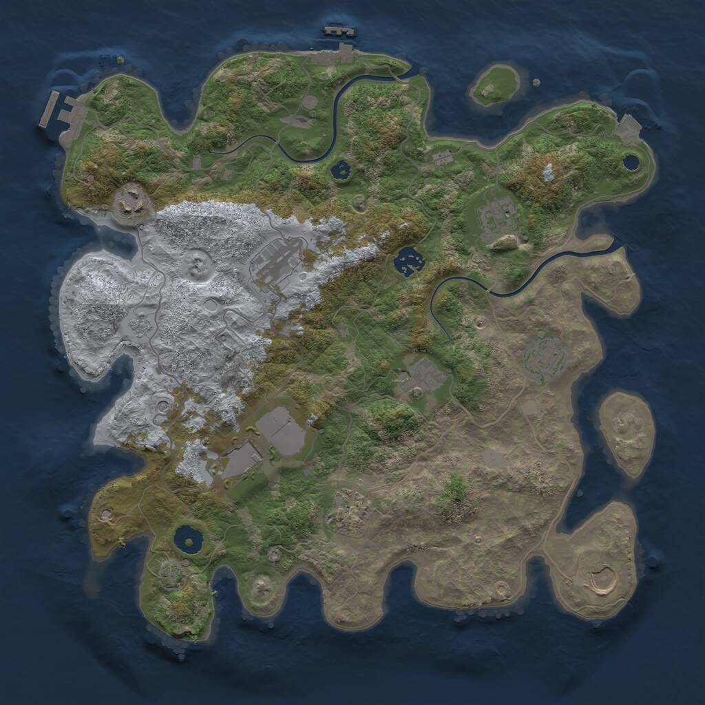 Rust Map: Procedural Map, Size: 3700, Seed: 3971869, 15 Monuments