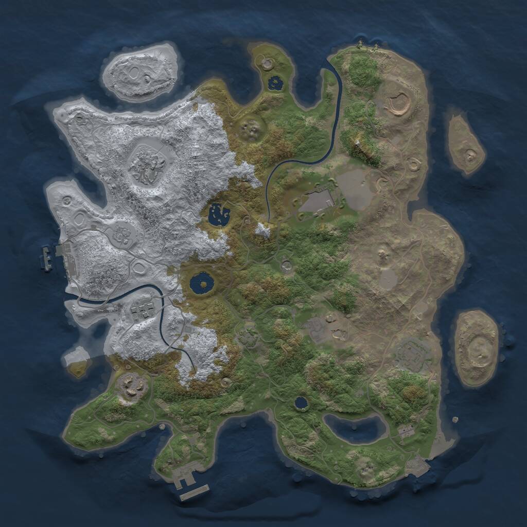 Rust Map: Procedural Map, Size: 3500, Seed: 6407330, 14 Monuments