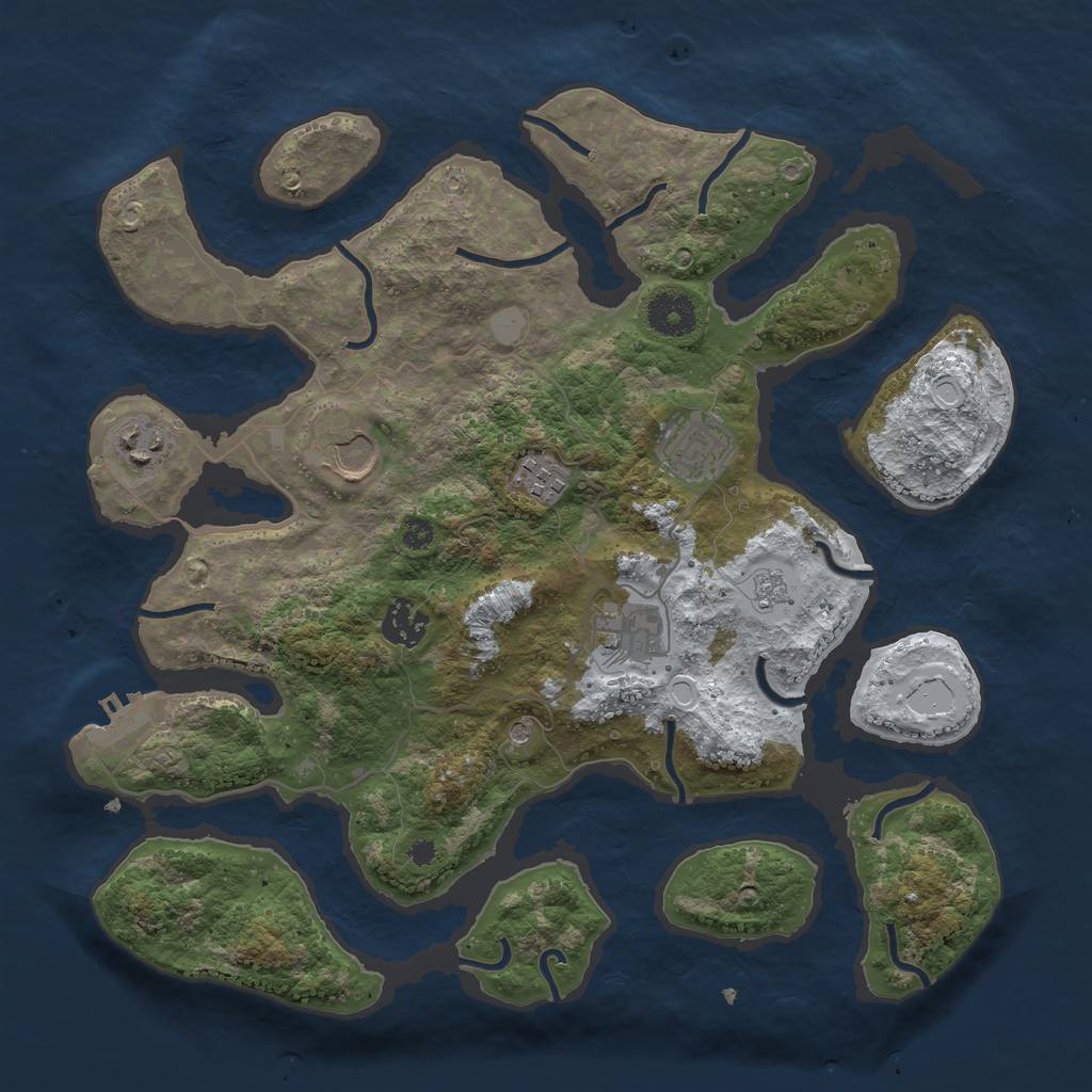 Rust Map: Procedural Map, Size: 3500, Seed: 5675222, 14 Monuments
