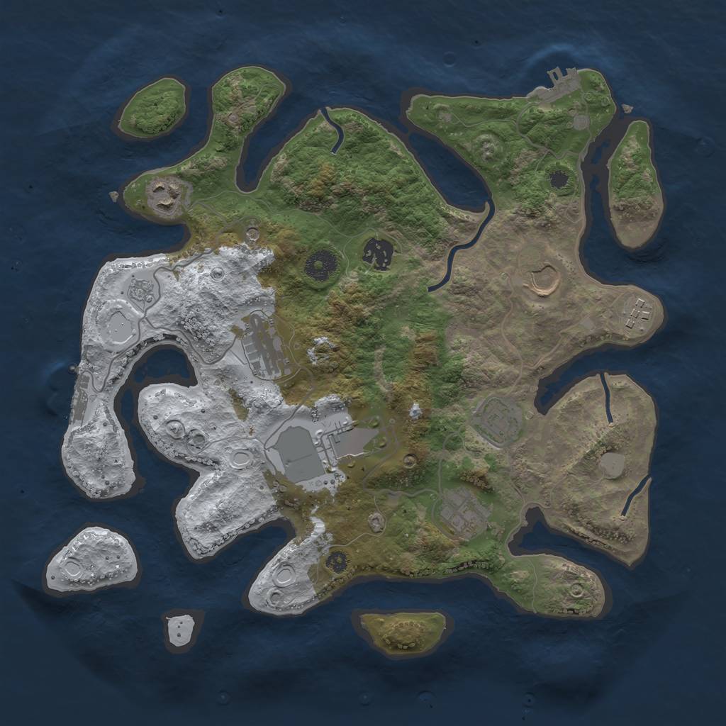 Rust Map: Procedural Map, Size: 3500, Seed: 970552791, 17 Monuments