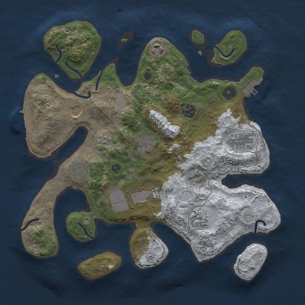 Rust Map: Procedural Map, Size: 3500, Seed: 1129704, 17 Monuments
