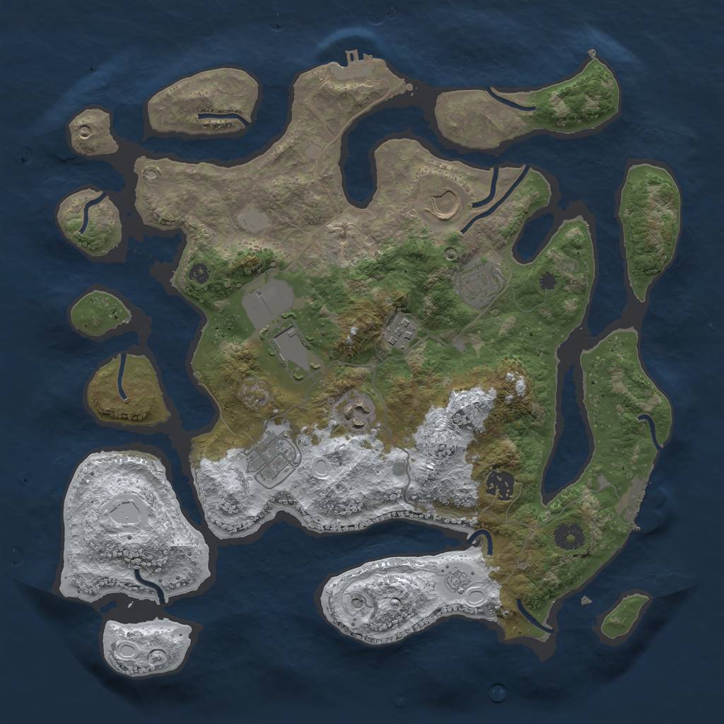 Rust Map: Procedural Map, Size: 3700, Seed: 3718799, 16 Monuments