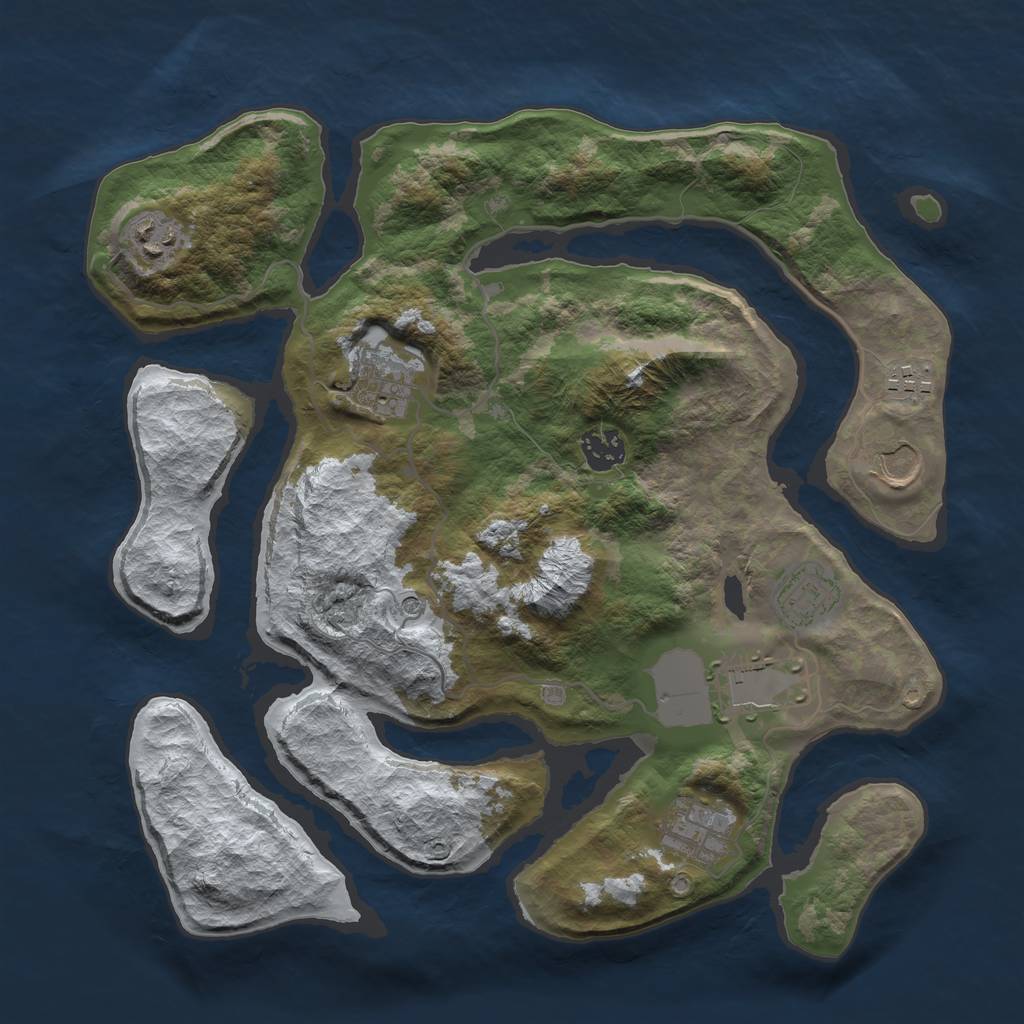 Rust Map: Barren, Size: 3500, Seed: 5455691, 11 Monuments