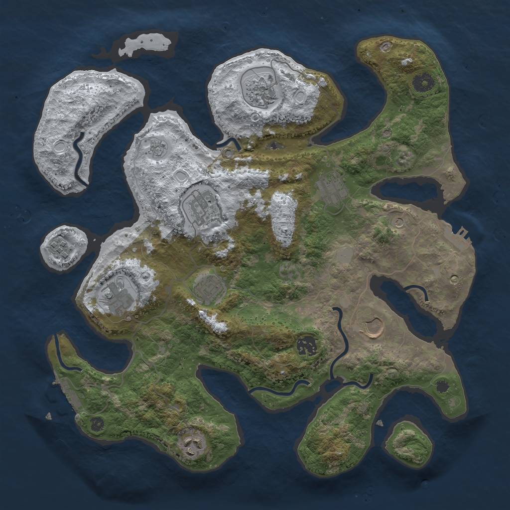 Rust Map: Procedural Map, Size: 3700, Seed: 5898945, 18 Monuments