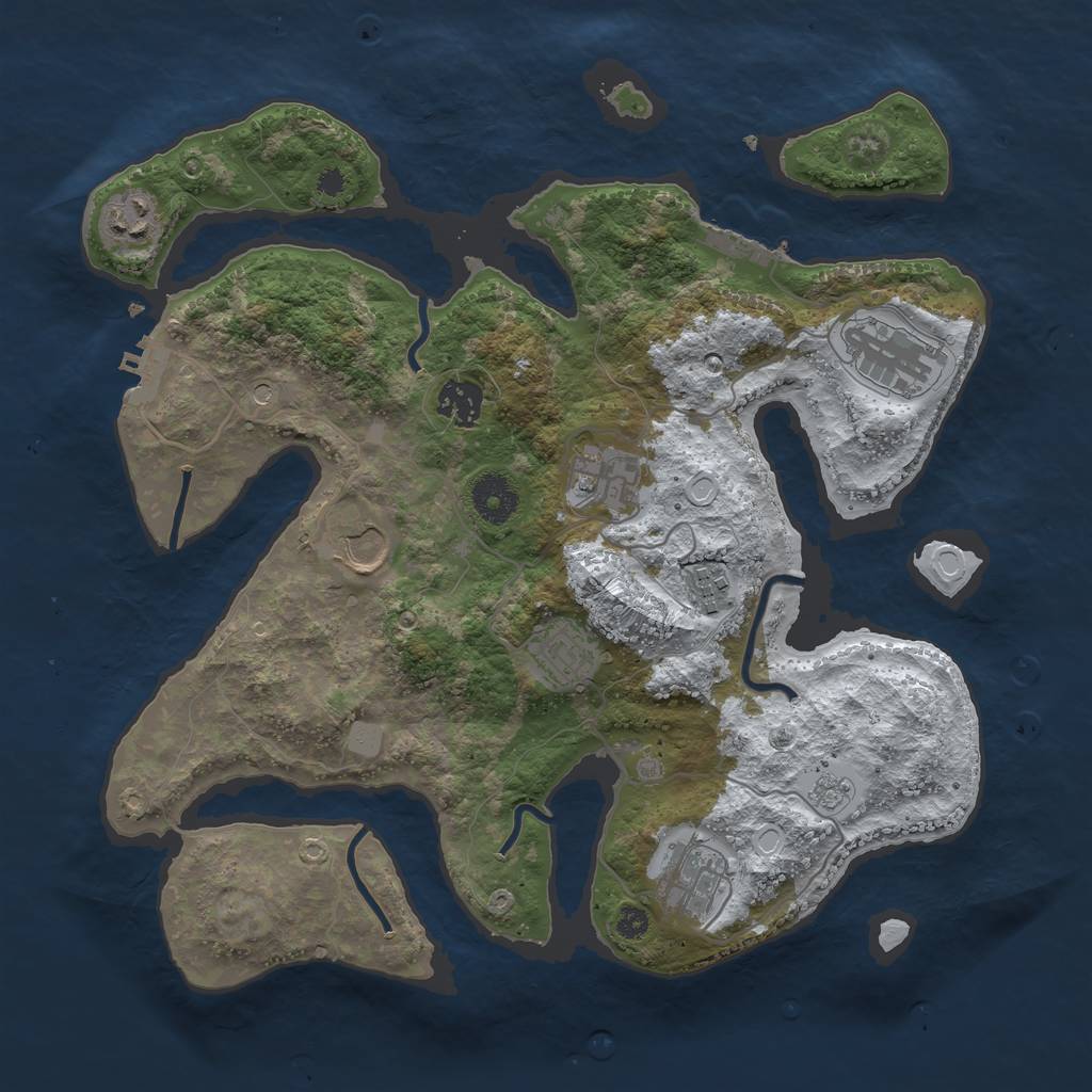 Rust Map: Procedural Map, Size: 3500, Seed: 4279601, 17 Monuments