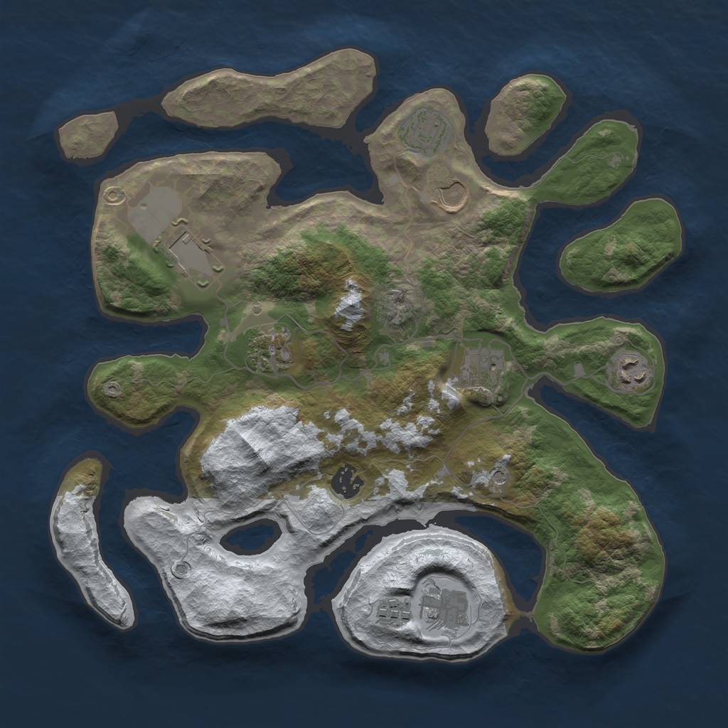 Rust Map: Barren, Size: 3500, Seed: 6289258, 12 Monuments