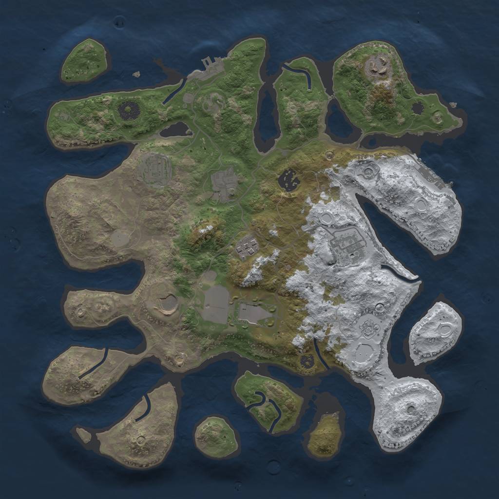Rust Map: Procedural Map, Size: 3550, Seed: 2326234, 17 Monuments