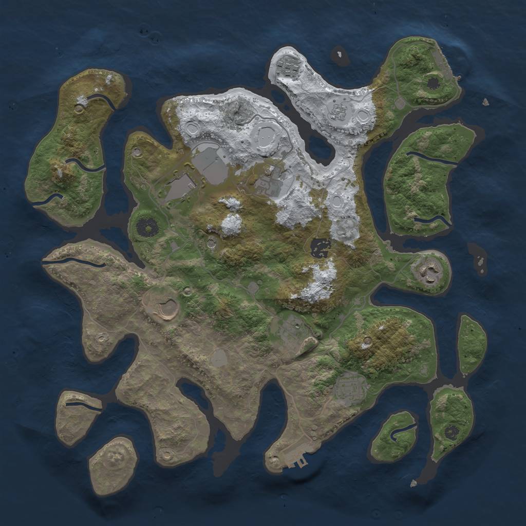 Rust Map: Procedural Map, Size: 3700, Seed: 3835970, 17 Monuments