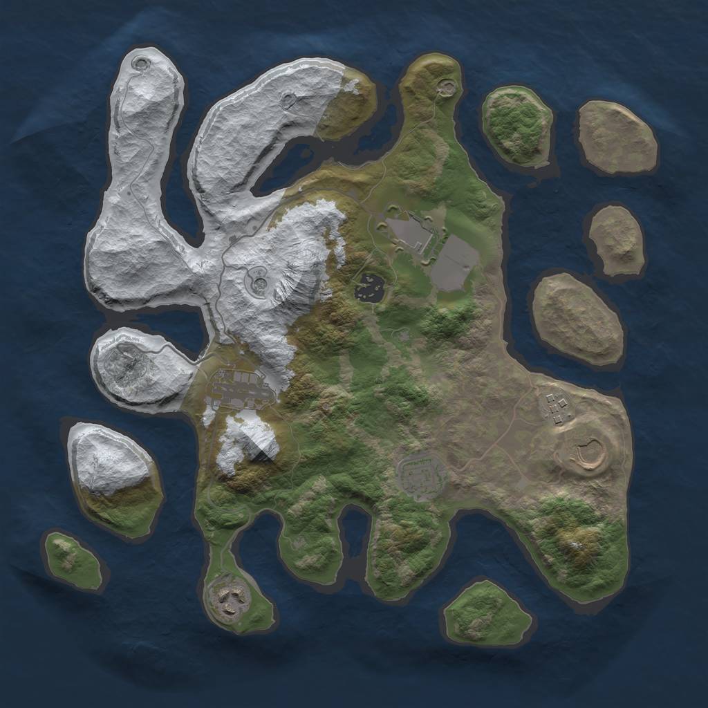 Rust Map: Barren, Size: 3500, Seed: 5870468, 10 Monuments