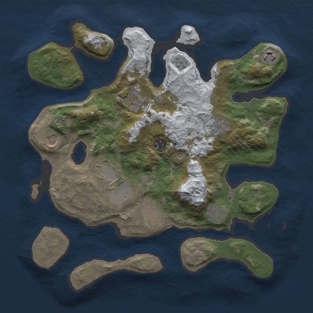 Rust Map: Barren, Size: 3500, Seed: 5680584, 12 Monuments