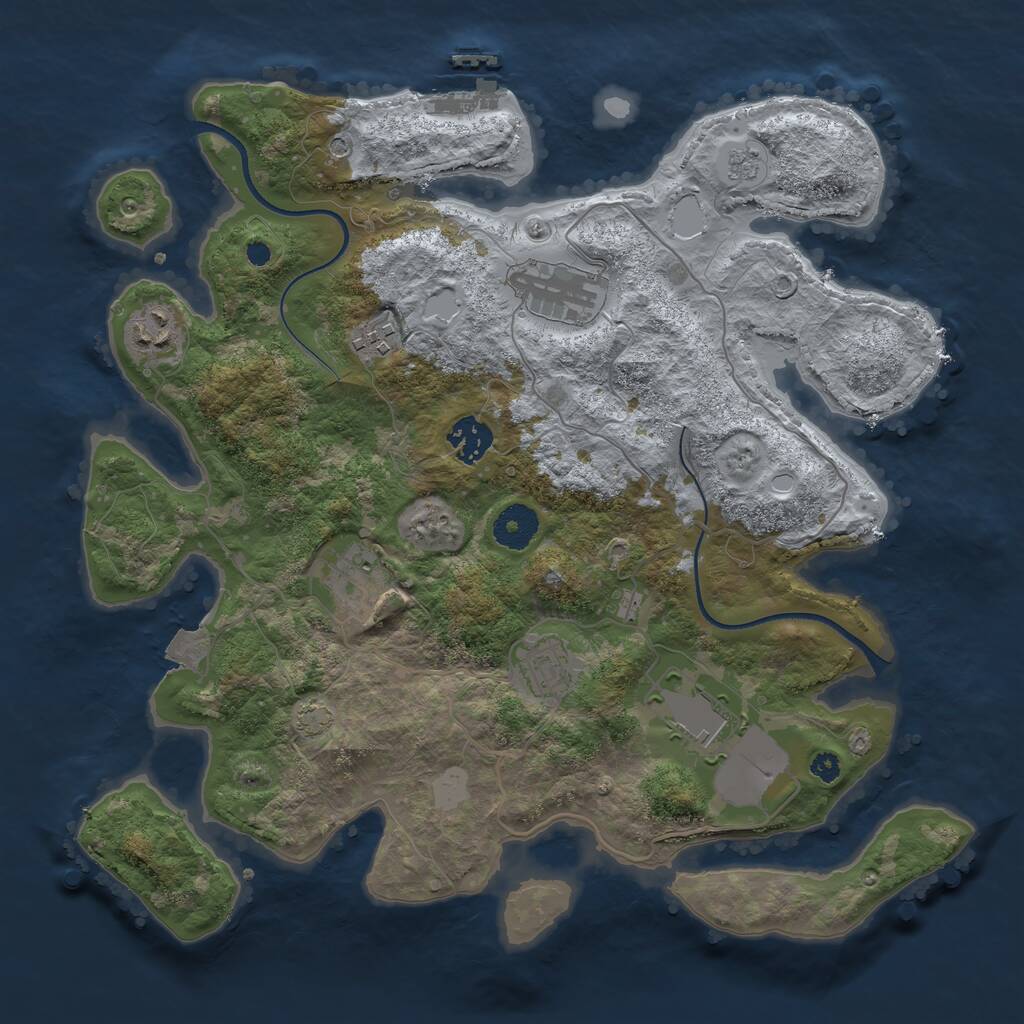Rust Map: Procedural Map, Size: 3500, Seed: 1058151, 12 Monuments