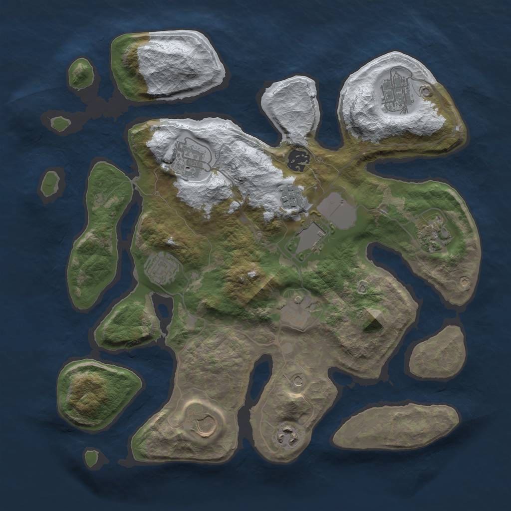 Rust Map: Barren, Size: 3500, Seed: 145267, 13 Monuments