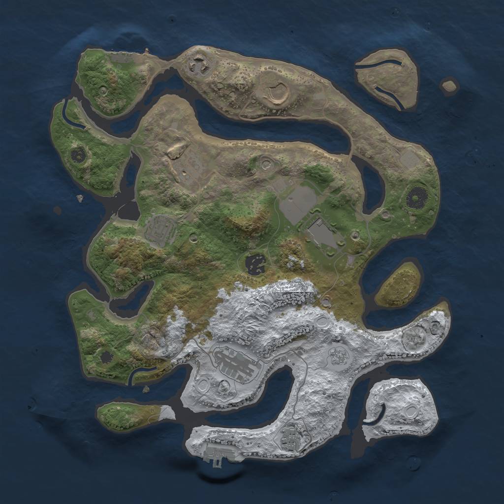 Rust Map: Procedural Map, Size: 3500, Seed: 4911432, 17 Monuments