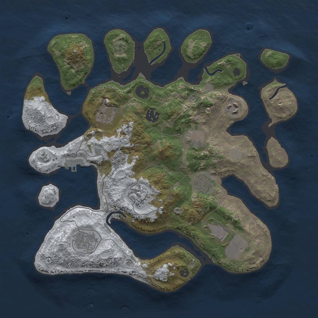 Rust Map: Procedural Map, Size: 3500, Seed: 95234, 16 Monuments