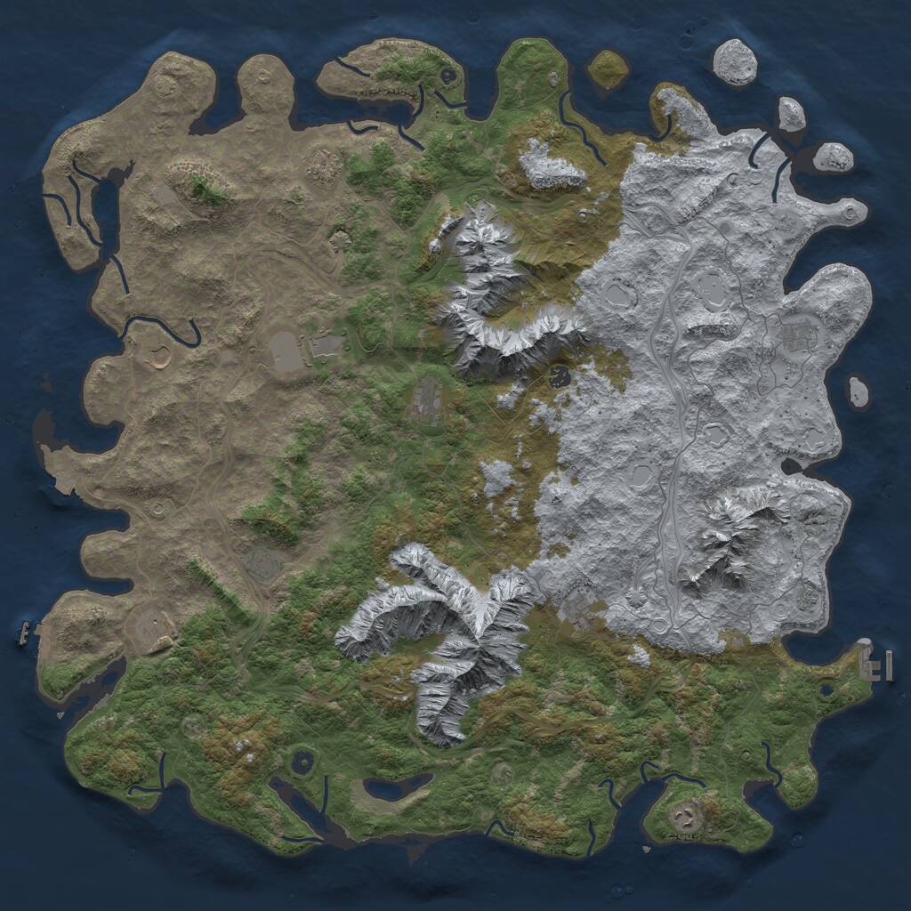 Rust Map: Procedural Map, Size: 6000, Seed: 1854564101, 17 Monuments