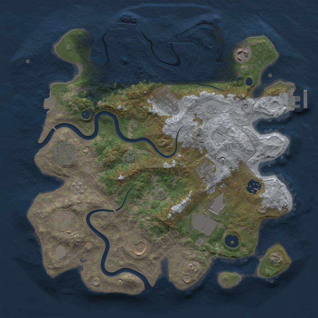 Rust Map: Procedural Map, Size: 3500, Seed: 2277304, 15 Monuments