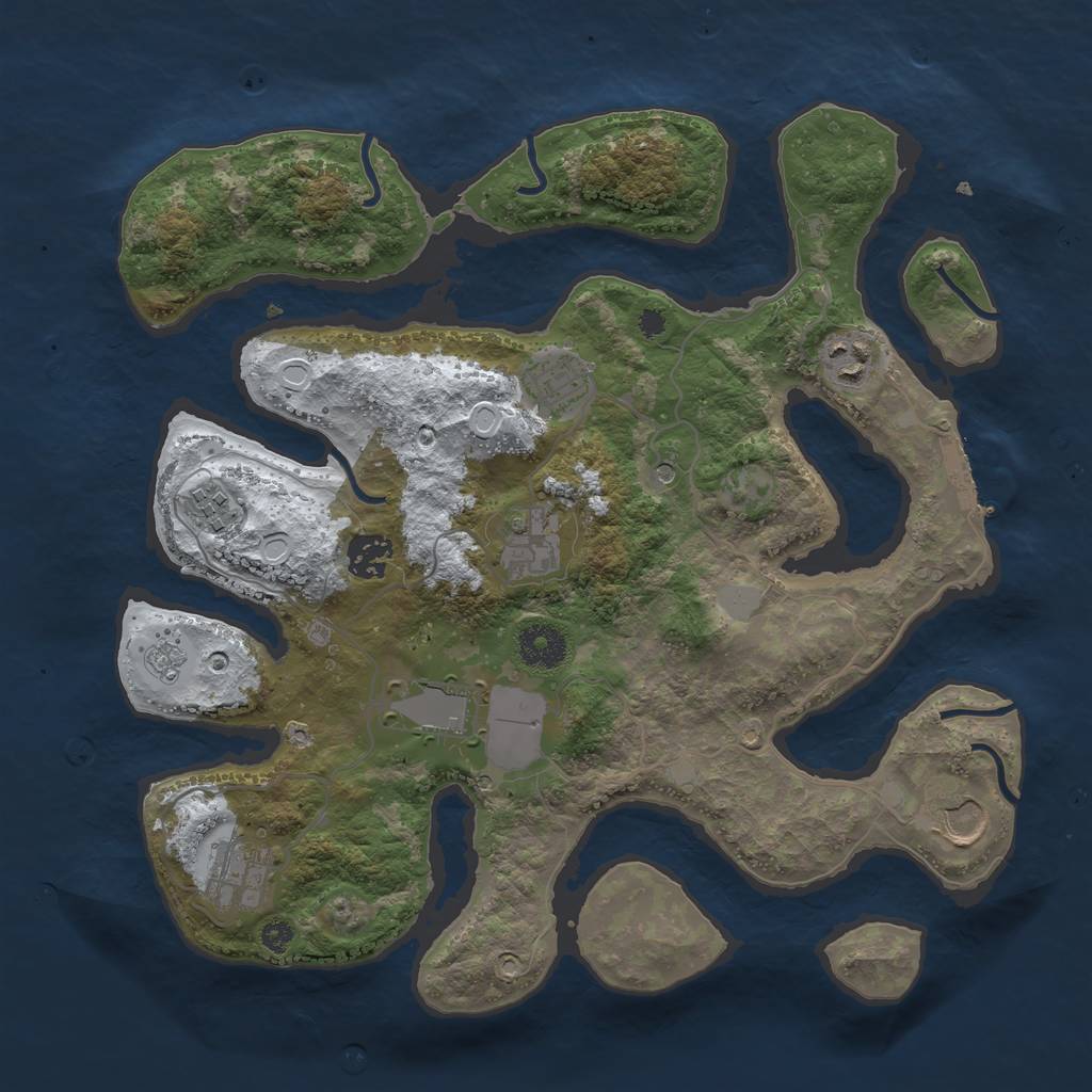 Rust Map: Procedural Map, Size: 3500, Seed: 496784, 16 Monuments