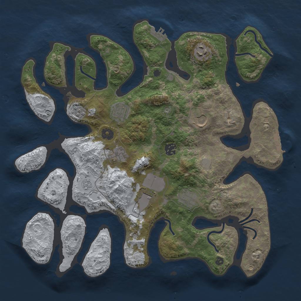 Rust Map: Procedural Map, Size: 3700, Seed: 4966275, 17 Monuments