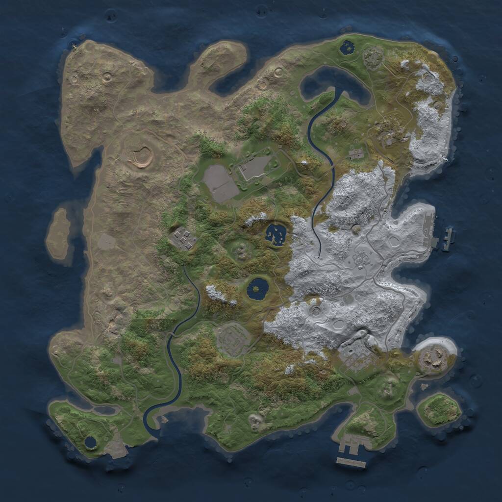 Rust Map: Procedural Map, Size: 3500, Seed: 599347, 14 Monuments