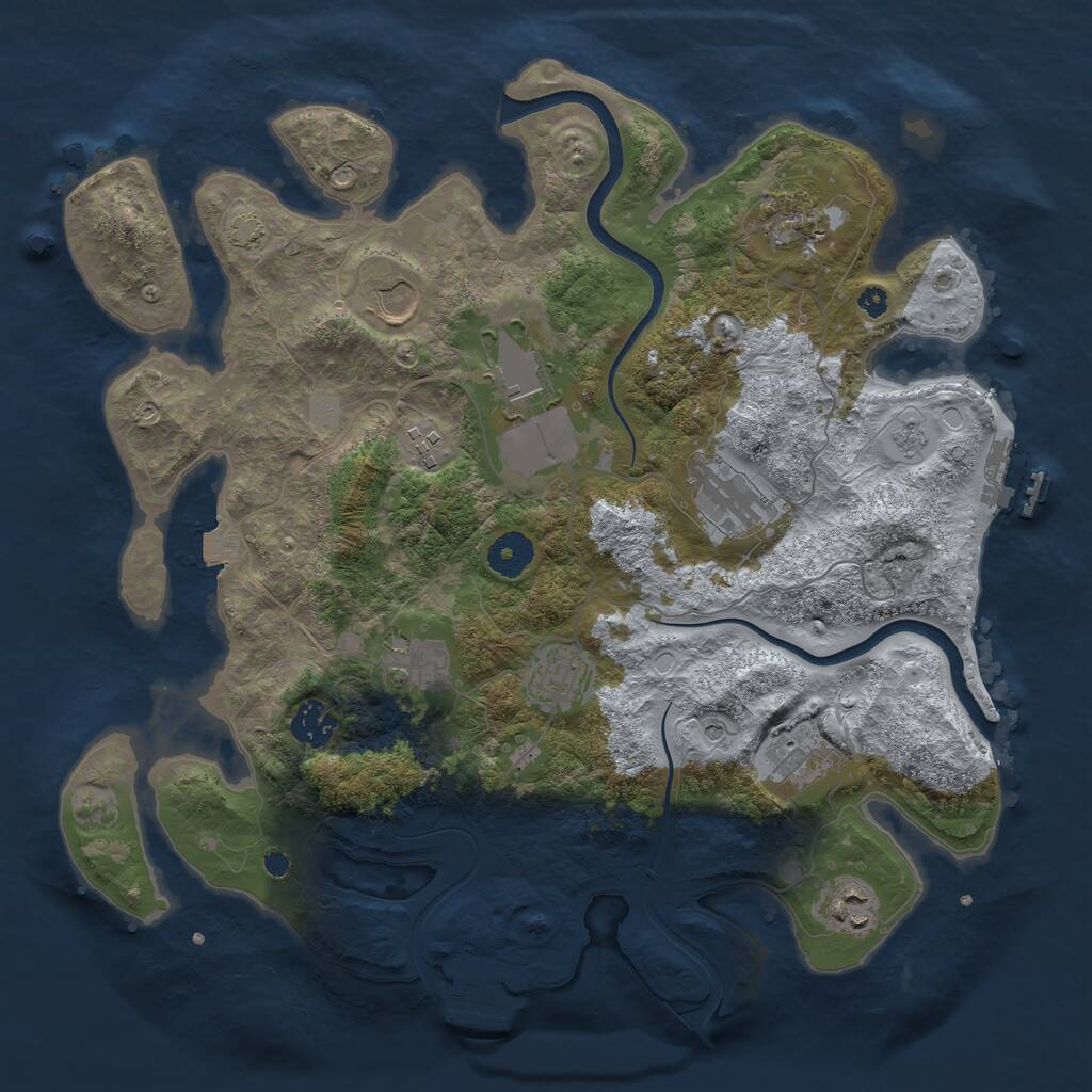 Rust Map: Procedural Map, Size: 3700, Seed: 4079702, 16 Monuments
