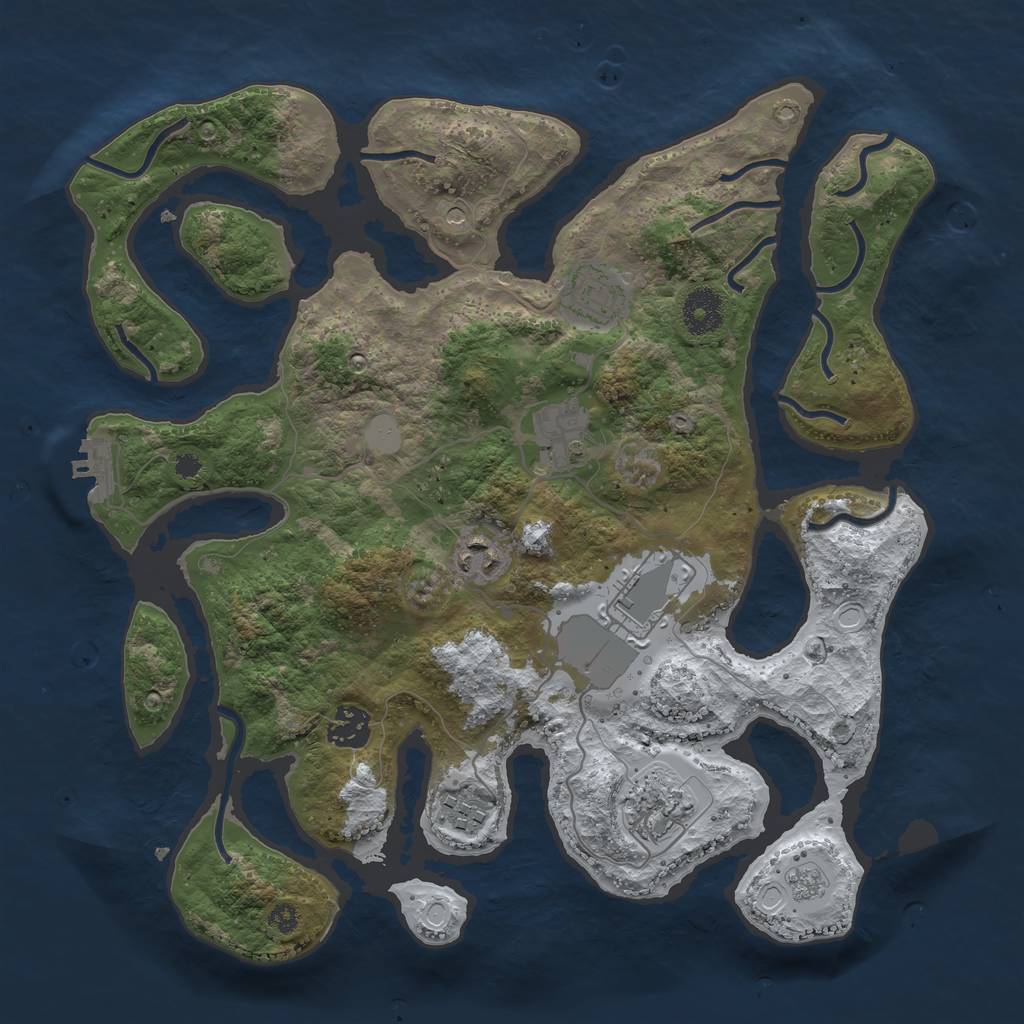 Rust Map: Procedural Map, Size: 3500, Seed: 250773, 15 Monuments