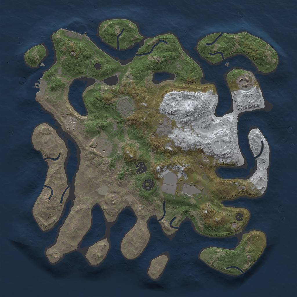 Rust Map: Procedural Map, Size: 3700, Seed: 2934071, 16 Monuments