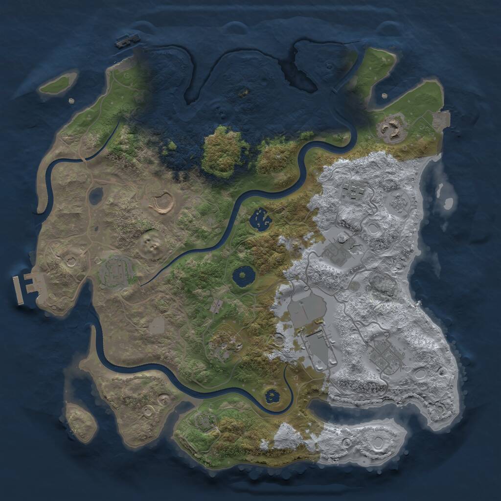 Rust Map: Procedural Map, Size: 3500, Seed: 1365827624, 15 Monuments