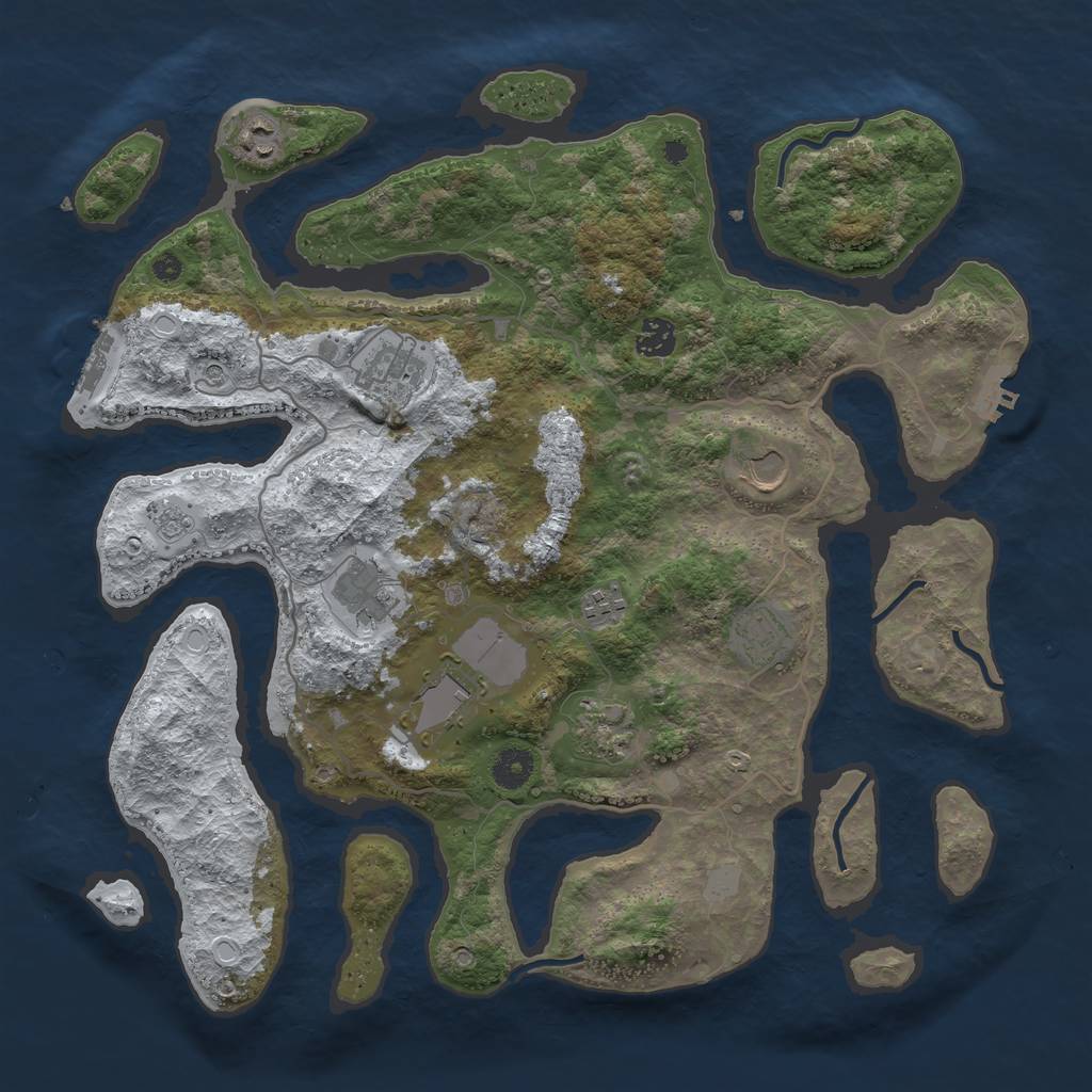 Rust Map: Procedural Map, Size: 4000, Seed: 46966574, 18 Monuments