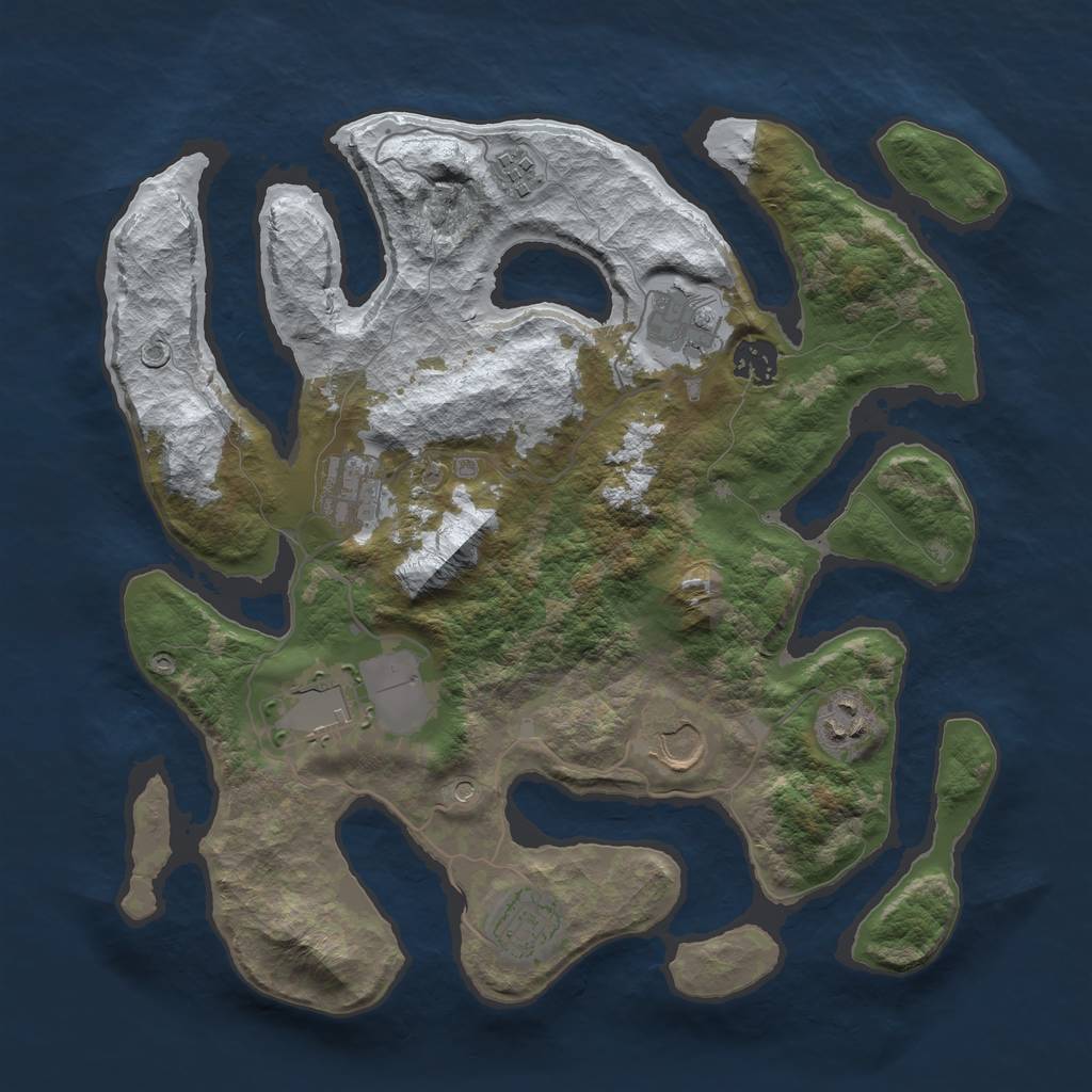 Rust Map: Barren, Size: 3500, Seed: 1581112, 11 Monuments