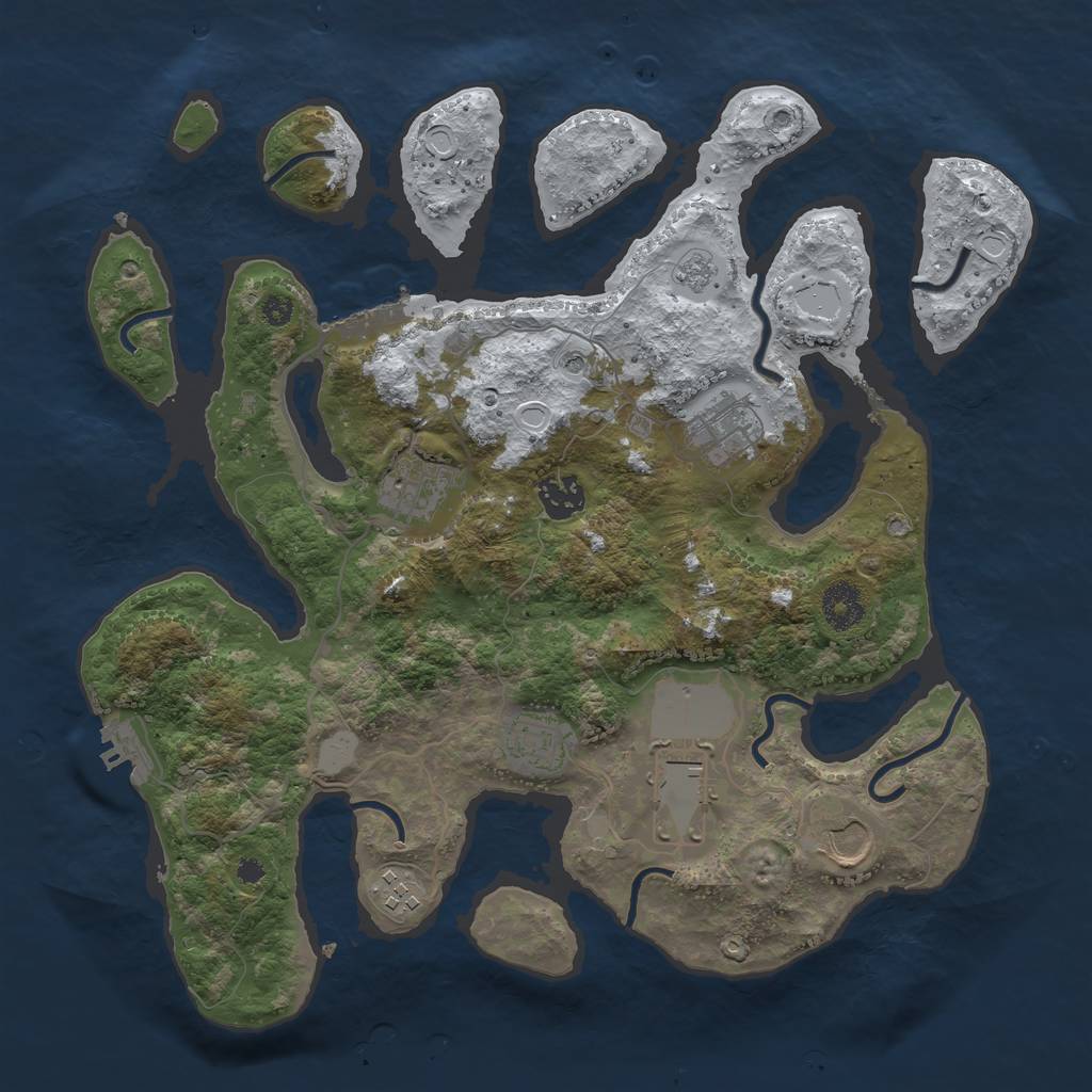 Rust Map: Procedural Map, Size: 3550, Seed: 837850, 16 Monuments