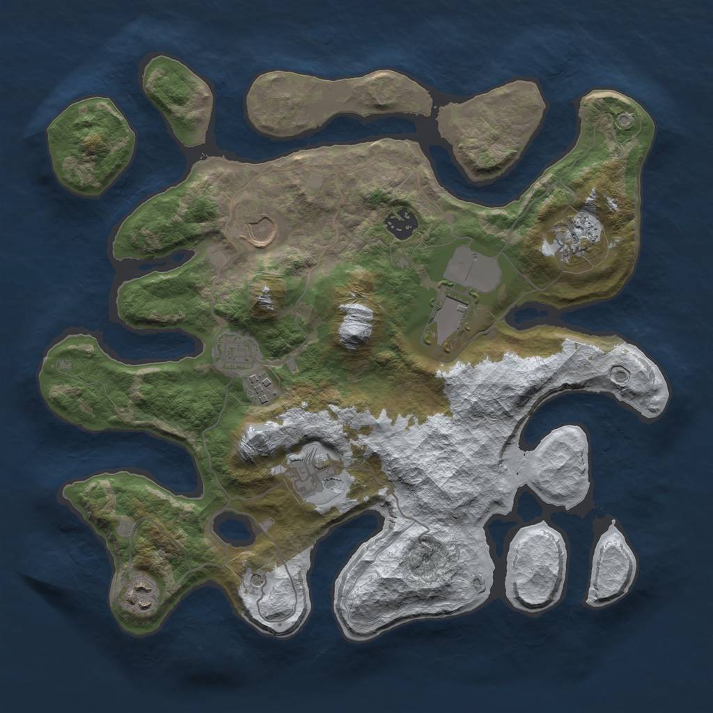 Rust Map: Barren, Size: 3500, Seed: 3778554, 11 Monuments