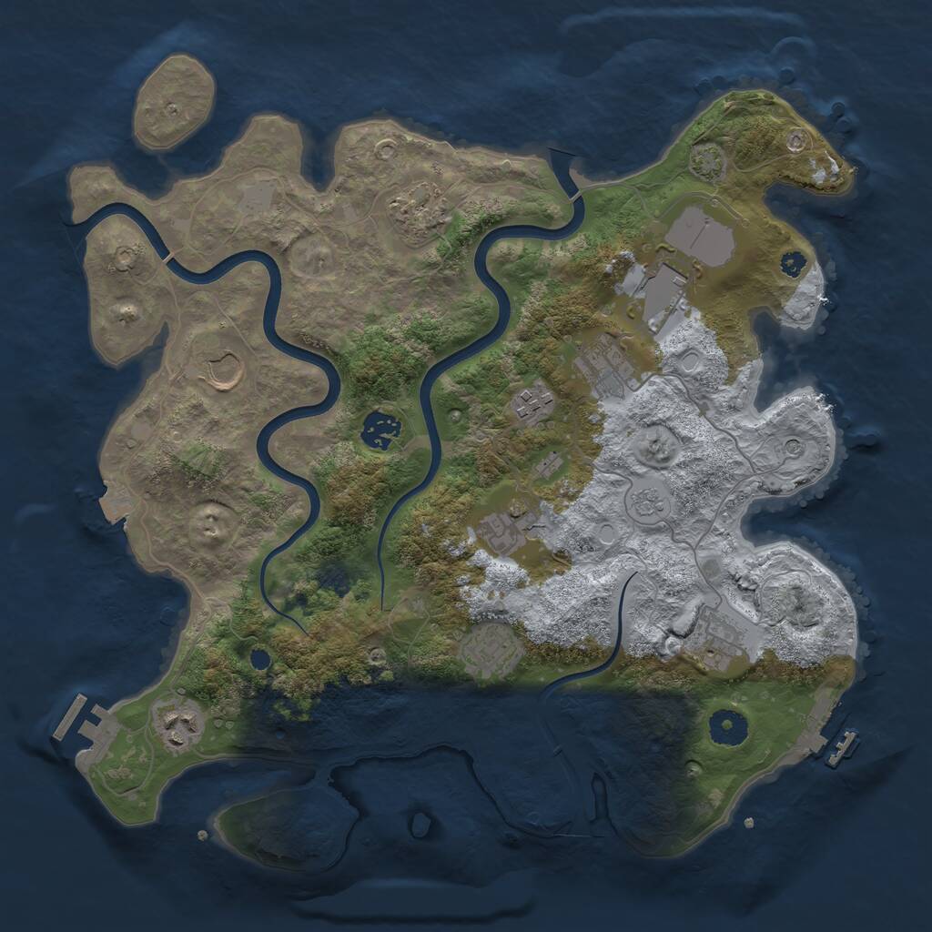 Rust Map: Procedural Map, Size: 3700, Seed: 743866, 16 Monuments