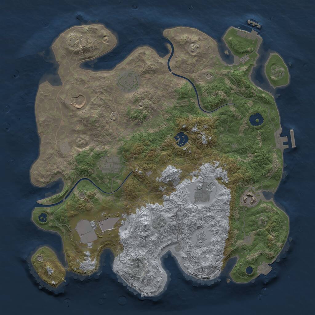 Rust Map: Procedural Map, Size: 3500, Seed: 333262925, 14 Monuments